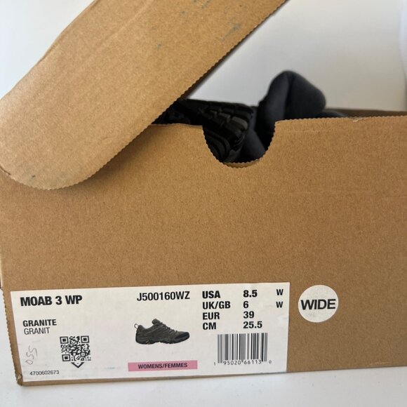 Merrell MOAB 3 Waterproof Granite Waterproof Women Hiking Boots Size 8.5 Wide - Picture 12 of 12